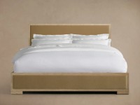 Lit Moderne de Luxe en Bois Massif avec Panneaux Rembourrés Design pour Chambres Parentales, Pièce de Mobilier de Luxe pour Hôtels et Villas