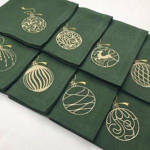 Christmas Embroidered <b>Linen</b> <b>Cloth</b> Napkins for Hotel Pure <b>Linen</b> Placemat Natural Organic <b>Table</b> <b>Linen</b> for Festival Home Party - Product Image 2