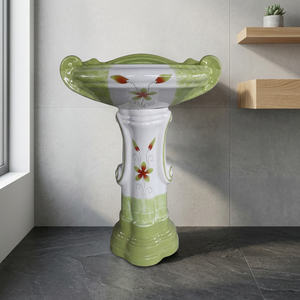 Modern Round Art Ceramic Pedestal Basin with Simple Floor Mounted Design Washbasins Sink Stand - Product Image 5