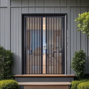 Porte pliante de cuisine en accordéon extérieur en verre et aluminium au design moderne pour <span class=keywords><strong>véranda</strong></span>, filet d'écran en acier inoxydable - Product Image 2
