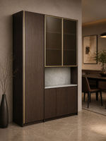 Buffet haut de gamme du sol au plafond, armoire de rangement en bois, style Hong Kong de luxe pour salon