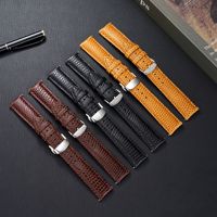 Bracelet de montre en cuir véritable motif lézard, nouvelle collection, boucle papillon haut de gamme, 16MM-22MM, à dégagement rapide, vente en gros