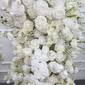 ซุ้มดอกไม้สีขาวแบบกำหนดเองสำหรับตกแต่งงานแต่งงาน โรงแรม ประตูทางเข้า ตกแต่งทางเดินดอกไม้ - Product Image 6