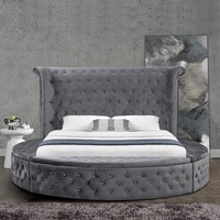 Amerikanisches Luxuriöses Modernes Queen-Size-Bett mit Polsterung Europäisch-Minimalistisches Hochzeitsbett mit Metallrahmen und Boxspring