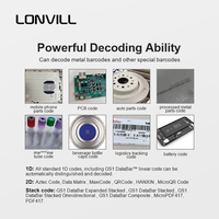 LONVILL 2.4G Lecteur de codes-barres portable sans fil Usb Blue Tooth Supermarket Scanning Gun
