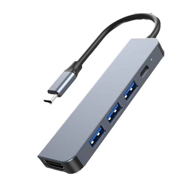 5-in-1 USB-C Docking Station, Type-C 4K & PD Fast Charging Hub, USB 3.0 Multiport Adapter for Office & Travel