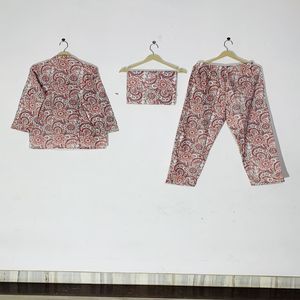 Excelente Conjunto de Pijama Floral Estampado de Algodón, Ropa de Dormir y de Estar para Mujer, Estilo Bohemio, Regalo de Verano - Product Image 4