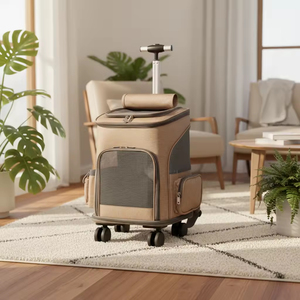 Onaylı Ekstra Küçük Büyük Boy Bebek Arabası Tipi Tekerlekli Kedi Köpek Lüks Klasik Tasarım Evcil Hayvan Taşıma Çantası Sırt Çantası Katlanabilir Taşınabilir - Product Image 6