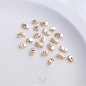 Cuentas Sueltas Irregulares de Cobre Recubierto de Oro Real de 14K que Conservan el Color, Piedra, Espaciador Pequeño Roto, Irregular - Product Image 3