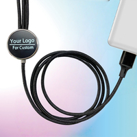 Câble de chargement 3-en-1 avec logo lumineux de 1.2m, en nylon tressé et fil de cuivre multifonctions sans enchevêtrement pour iPhone, Android, Samsung