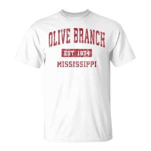 Olive Branch Mississippi Est 1874 T-shirt rouge vintage - Product Image 1