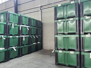 ถังสีเขียวพาเลทพลาสติกแบบรีไซเคิลได้สามารถซ้อนและวางซ้อนกันได้โดยมีผนังปิดสำหรับใส่น้ำได้ - Product Image 6