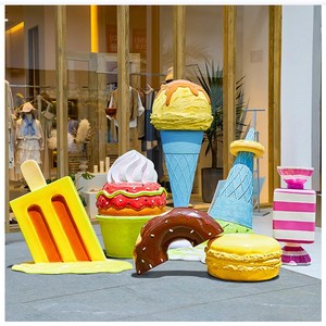 Carino gigante in fibra di vetro gatto artiglio gelato statua resina decorazione esterna per negozi di dolci e centri commerciali - Product Image 5
