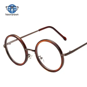 Teenyoun Hot femmes hommes grandes montures de lunettes rondes nouvelles lunettes purement italiennes à la main Vintage optique cadre pour les yeux verre uni