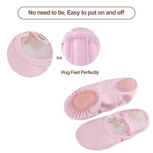 Scarpe da balletto per ragazze, scarpe da ballo in <span class=keywords><strong>pelle</strong></span> con suola divisa scarpe da ballo, scarpette da balletto per bambine piccole/grandi bambini - Product Image 4