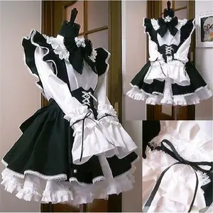Women Hot Sales Maid Uniform Anime Long Cos Kleid Schwarz-Weiß-Schürze Kleid Lolita Kleider Cosplay Kostüm