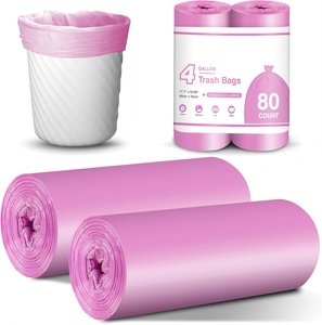 HuamaohengchunSmall Trash Bags Bathroom,4 Gallon Garbage Bags for Kitchen Bedroom, Unscented, 80 Count, Hot Pink - Product Image 1