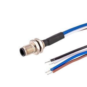 M5レセプタルコネクタM5男性用バックマウントソケットはんだ型3ピン4ピンフロントロックM5ワイヤーケーブルコネクタ付き - Product Image 1