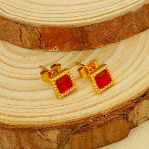 ZOGXIN Square Zircon Stud Earrings 18K Gold Plated Bezel Setting Party Jewelry Geometric Design Fashion Ear Studs - Product Image 4