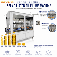 Machine de remplissage d'huile linéaire automatique à piston servo 2000BPH pour ligne de remplissage d'huile de cuisson comestible, tournesol et olive