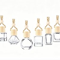 Diffuseur d'arômes suspendu en verre givré ovale pour voiture, avec bouchon en bois, décoration d'intérieur, flacon de parfum 5ml 10ml 15ml, vente en gros