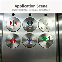 Bouton en acier inoxydable pour braille, modèle 011, taille personnalisée et symboles anglais pour ascenseurs, cinéma maison, jeux, éducation et plus encore