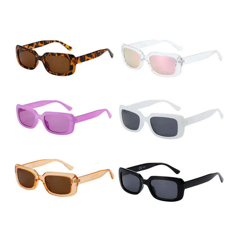 2023 Wholesale Candy Color Fashion Retro Rectangle Small Vintage Square Frame Sunglasses Women