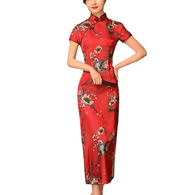 Chinese traditional dress fashion design long cheongsam dress qipao