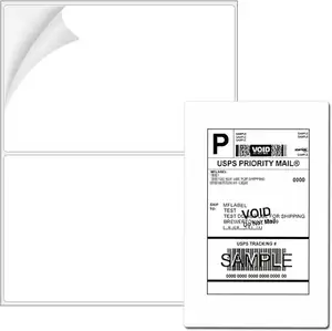 Stiker perekat antiair A4 daur ulang, stiker lembar Label setengah kertas untuk pengiriman kilat