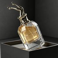 Flacon de parfum de luxe en verre avec capuchon sculpté en métal unique, flacon de parfum vide, sérigraphie, marquage à chaud, emballage personnalisé