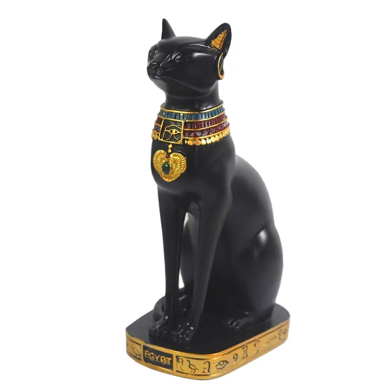 Feitas à mão Artesanato Resina Antigo Egito Estatueta Kitty Cat Bastet Egípcio Deusa Bastet Colecionáveis Estátua Escultura