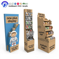 Présentoir en carton personnalisé avec crochets, étagère de sol à niveaux en papier pour figurines, peluches et marchandises de dessins animés