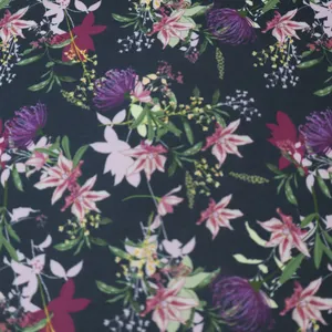 hot sale chiffon fabric digital print 98 POLYESTER 2 SPANDEX flowers for clothing