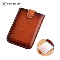 Dompet Pendek Kulit THUMBS-UP dengan Kancing, Tipis, Anti-RFID, dan Tempat Kartu Kulit Tipe Tarik