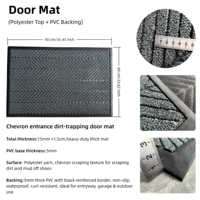 Tapis d'entrée commercial en fibre de polyester avec support en PVC pour intérieur, extérieur, maison, hôtel