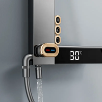 Ensemble de robinetterie de douche thermostatique à poignée unique en laiton avec LED, finition brossée, jets pluie/massage/brumisation, garantie 5 ans