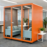 Cabine insonorisée modulaire moderne pour six personnes, cabine silencieuse, salle de réunion partagée pour entreprises, salle de négociation, immeuble de bureaux