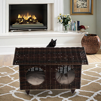 Fabricant de qualité supérieure, maison de couchage pour chat en rotin durable, nid carré pour chat, coussin, lit pour animaux de compagnie