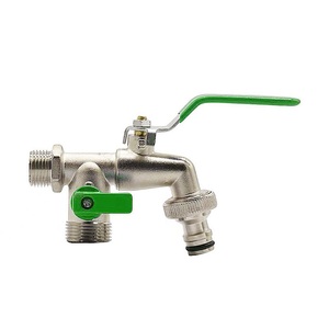 Robinet de jardin double avec raccord d'entrée G1/2 pouce et deux sorties G3/4 pouce, robinets extérieurs à double commande à bille - Product Image 2