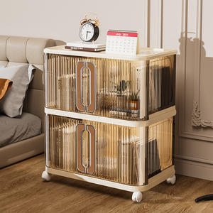 38/55/66cm Ancho 1/<span class=keywords><strong>2</strong></span>/3/4/5 Tier Organización del hogar Gabinete de almacenamiento plegable con ruedas Cajas de almacenamiento de plástico - Product Image 5