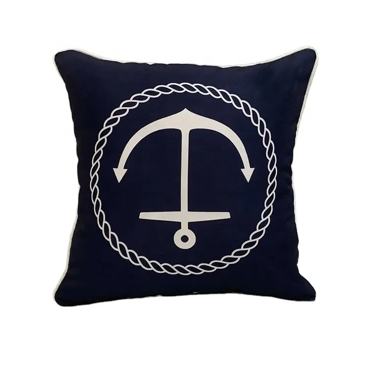 garden outdoor nautical navy blue decorative patio furniture patterned waterproof pad throw pillow cushion with filled