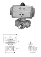 Vanne à boisseau sphérique pneumatique 3 voies en acier inoxydable de haute qualité et sûre, en promotion