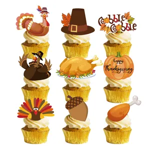 Tusukan makanan Thanksgiving hiasan puncak Cupcake hari Turki gugur makanan pembuka gigi tusuk gigi perlengkapan pesta