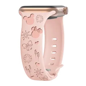 38mm 42mm 49mm Graviertes Silikon kautschuk Apple Uhren armband Smart Watch Armband für iwatch Serie Correa Para Apple Watch