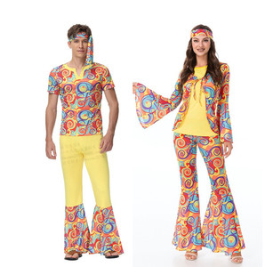 Halloween Homme et Femme Couple Rétro Années 70 Disco Hippie Costumes Ball <span class=keywords><strong>Show</strong></span> Adulte Performance Uniforme - Product Image 1
