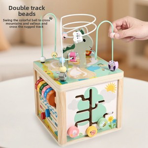 Jouet éducatif multifonctionnel <span class=keywords><strong>en</strong></span> <span class=keywords><strong>bois</strong></span> pour enfants : Boîte au trésor Baibao avec <span class=keywords><strong>perles</strong></span> rotatives pour l'éveil et la motricité fine - Product Image 3
