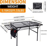 Table de camping en métal portable pour pique-nique en extérieur et intérieur avec table latérale et sac en filet, mobilier d'extérieur