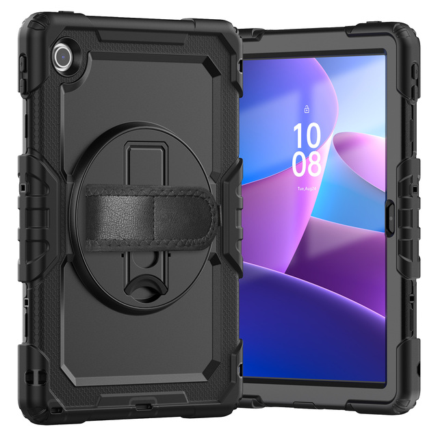 360 Degree Rotating Shoulder Strap Kickstand Protective Silicone PC Tablet Case for Lenovo Tab 10.1 TB-311XU Premium Cover