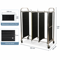 Chariot de stockage de circuits imprimés ESD haute capacité personnalisé en acier inoxydable avec panneaux multiples et roues de 4 pouces