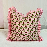 Housse de coussin à volants en coton 100% à motifs floraux, housse de coussin décorative botanique pour canapé, chambre à coucher, maison de campagne, décoration intérieure